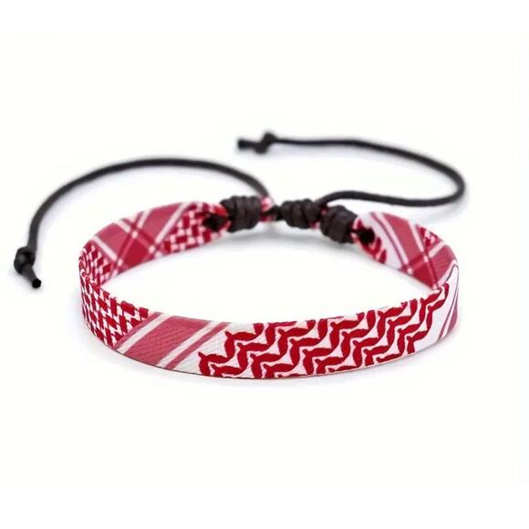 Palestinian Keffiyeh Bracelet wristband Red/White - Picture 1 of 2